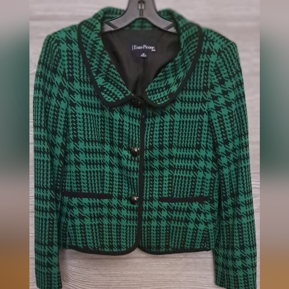 Evan Picone black/green suit jacket, size 8P